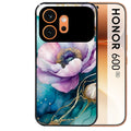 Coque noire taperso pour Honor 600 et 600 PRO avec motif marbre fleur turquoise protection antichoc personnalisée