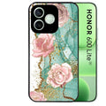 Coque noire pour Honor 600 LITE avec motif marbre fleur protection antichoc personnalisée