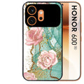 Coque noire taperso pour Honor 600 et 600 PRO avec motif marbre fleur protection antichoc personnalisée