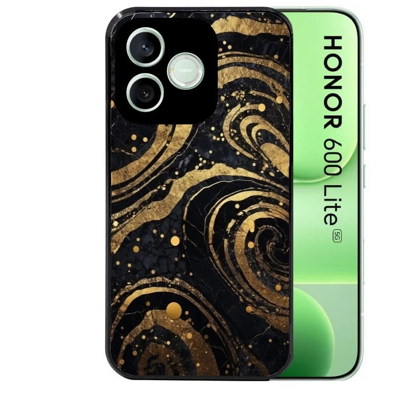 Coque noire pour Honor 600 LITE avec motif marbre noir protection antichoc personnalisée