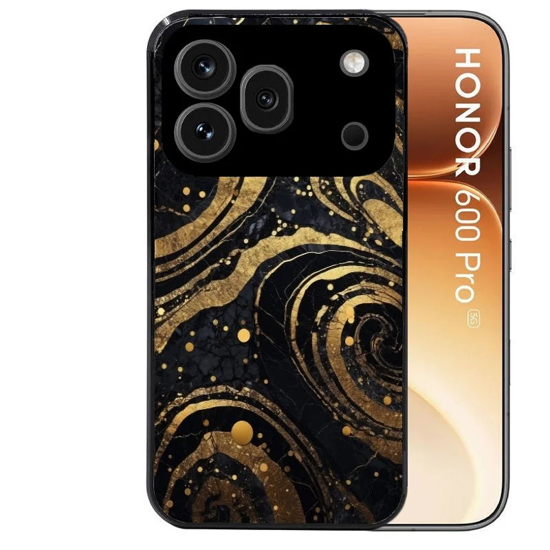 Coque noire taperso pour Honor 600 et 600 PRO avec motif marbre noir protection antichoc personnalisée