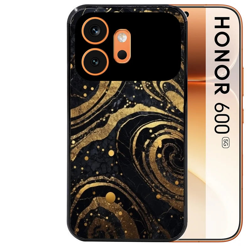 Coque noire taperso pour Honor 600 et 600 PRO avec motif marbre noir protection antichoc personnalisée
