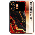 Coque noire taperso pour Honor 600 et 600 PRO avec motif marbre rouge protection antichoc personnalisée