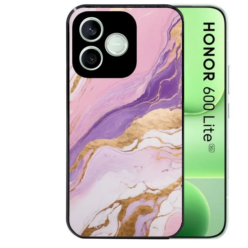 Coque noire pour Honor 600 LITE avec motif marbre violet protection antichoc personnalisée