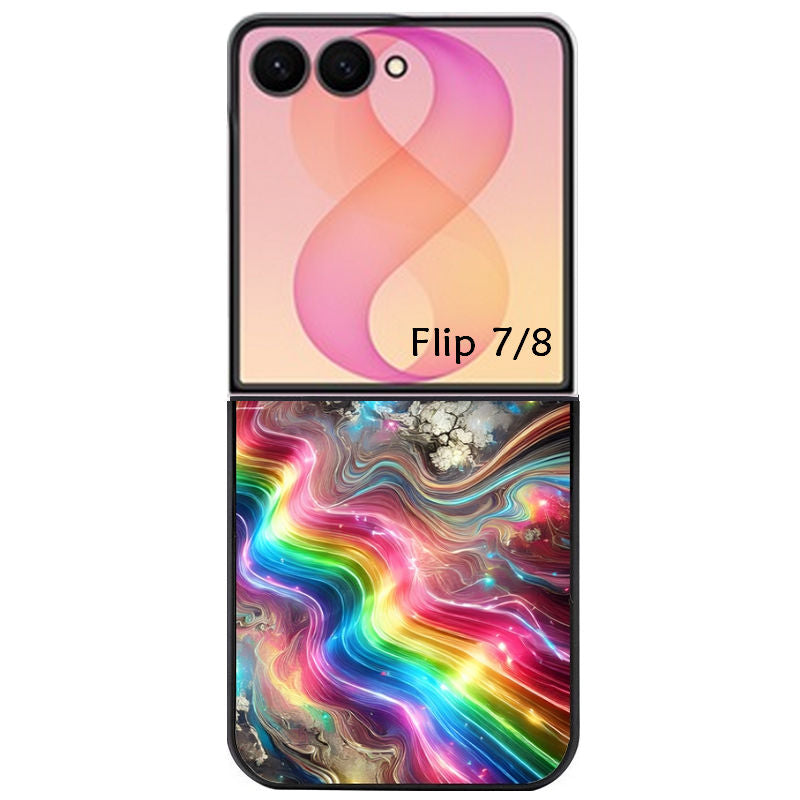Coque pour Z FLIP 6 7 8 marbre arc en ciel