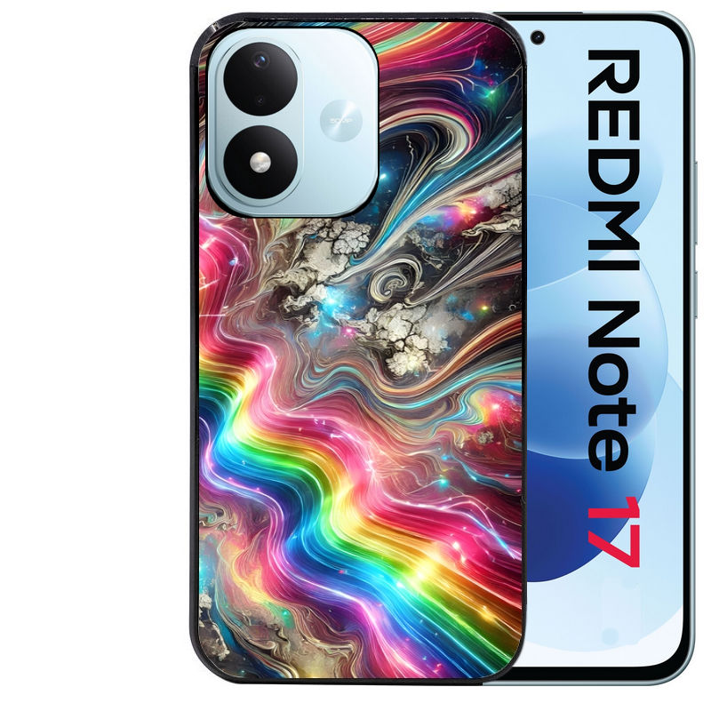 Coque pour Redmi Note 17 et PRO 4G 5G Max marbre arc en ciel