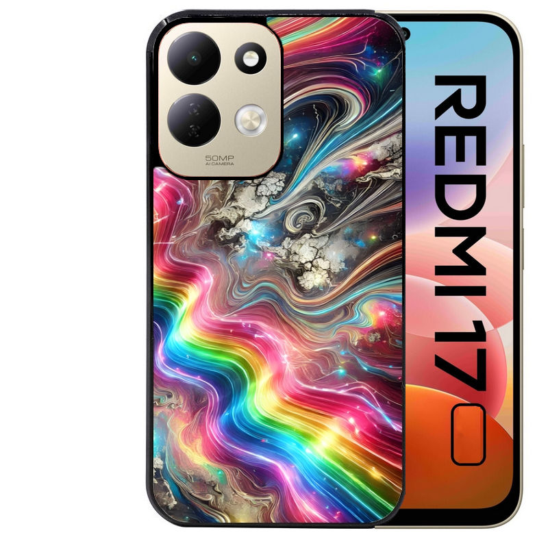 Coque pour Redmi 17 et 17C 4G 5G marbre arc en ciel