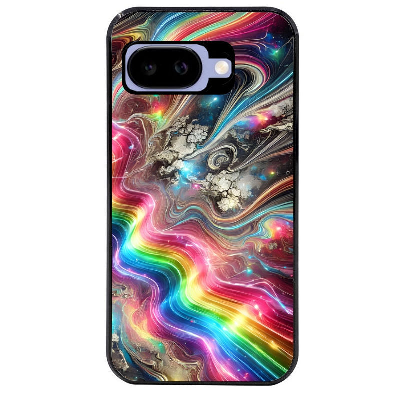 Coque pour Pixel 8A 9A 10A marbre arc en ciel