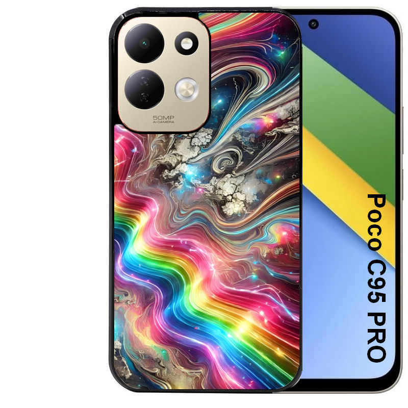 Coque pour POCO C95 PRO marbre arc en ciel