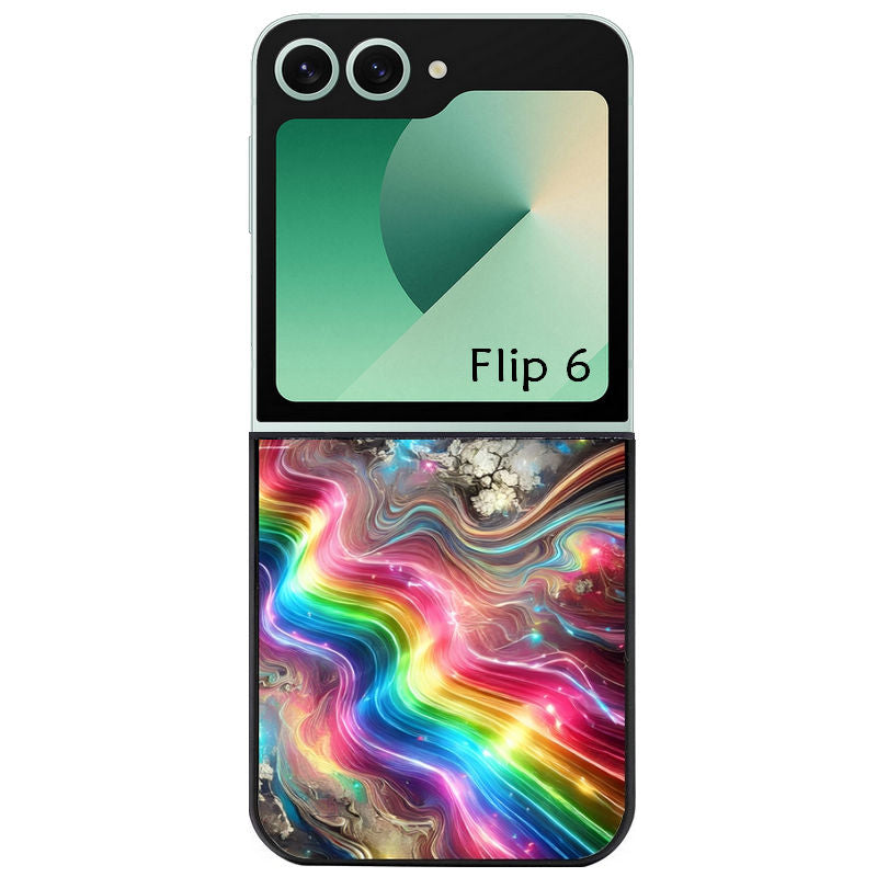 Coque pour Z FLIP 6 7 8 marbre arc en ciel