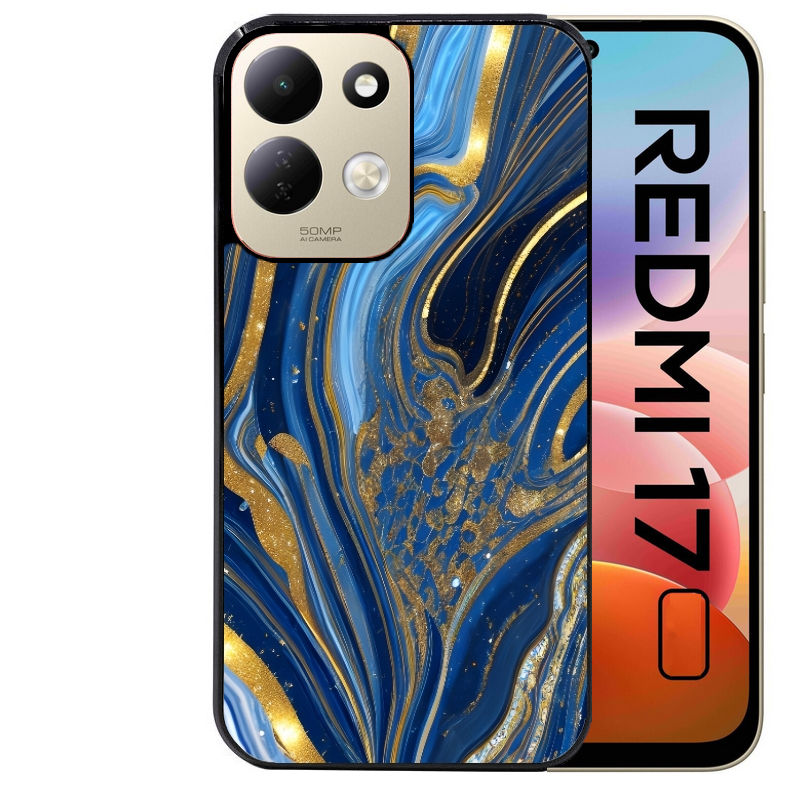 Coque pour Redmi 17 et 17C 4G 5G marbre bleu agathe
