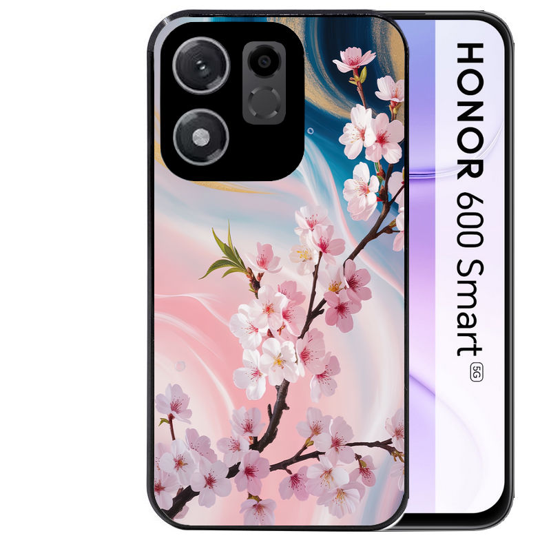 Coque pour Honor 600 SMART marbre fleur cerisier