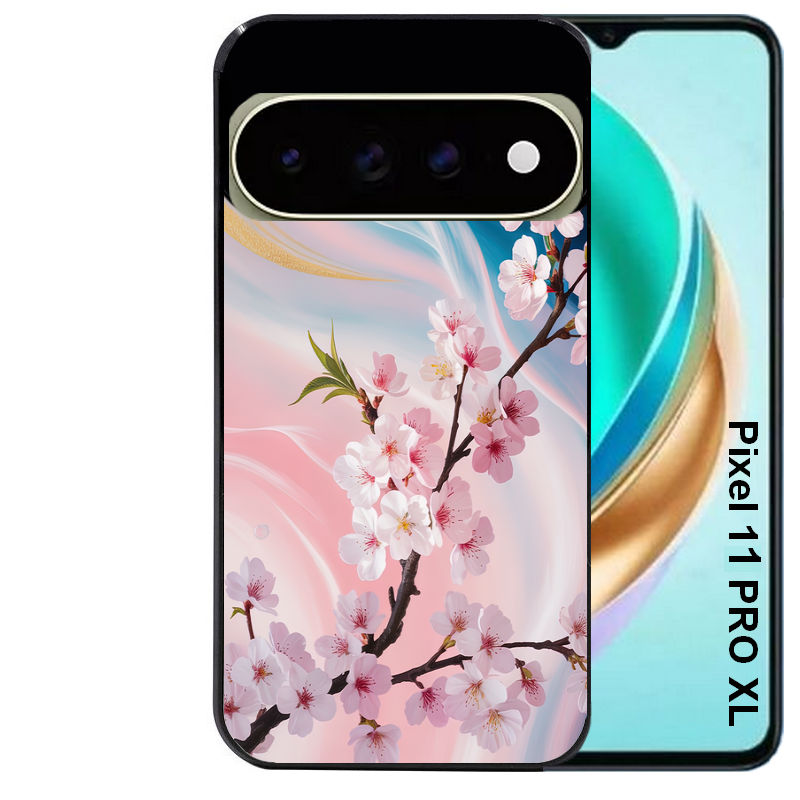 Coque pour Pixel 10 / 11 / PRO / XL marbre fleur cerisier