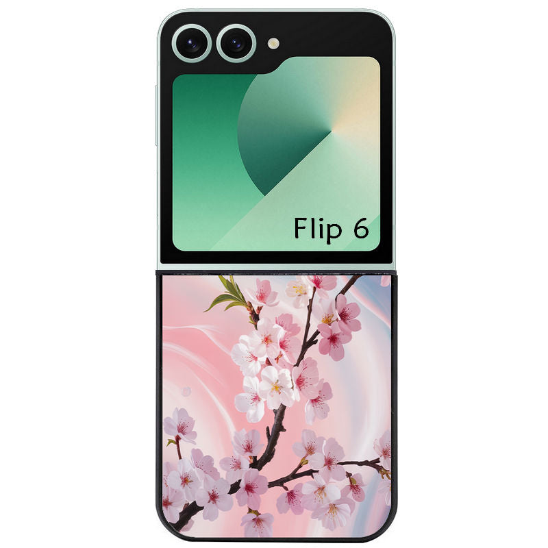 Coque pour Z FLIP 6 7 8 marbre fleur cerisier