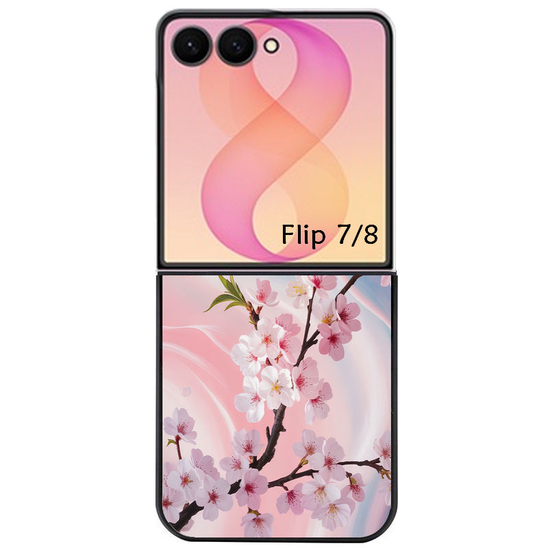 Coque pour Z FLIP 6 7 8 marbre fleur cerisier