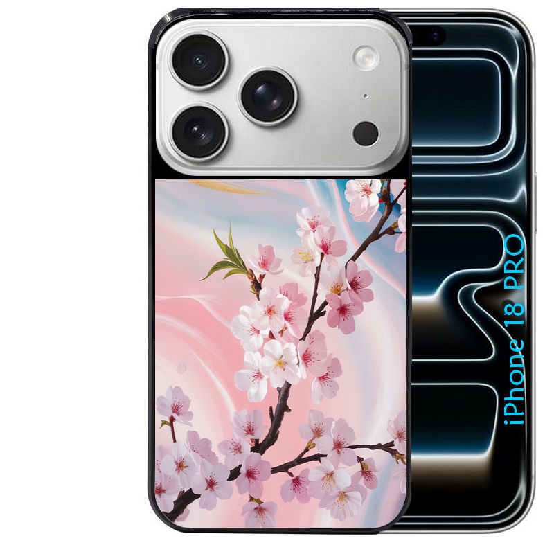 Coque pour Iphone 18 / PRO / PRO MAX / 18E marbre fleur cerisier