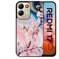 Coque pour Redmi 17 et 17C 4G 5G marbre fleur cerisier