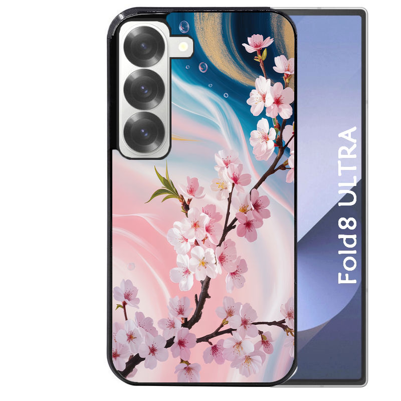 Coque pour Z Fold 8 / ULTRA marbre fleur cerisier