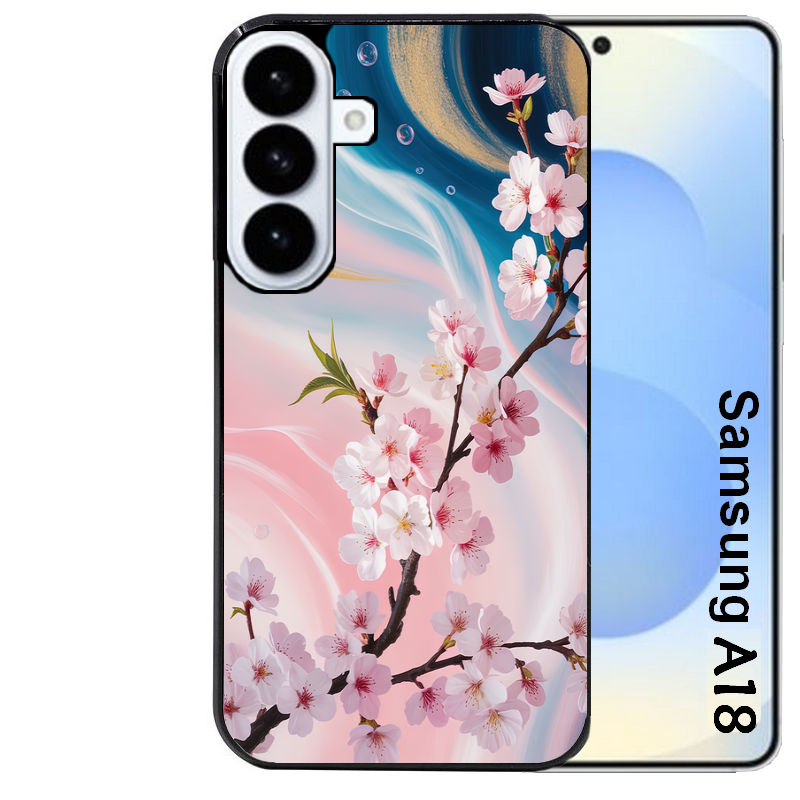 Coque pour Galaxy A08 A18 A28 A38 A58 marbre fleur cerisier