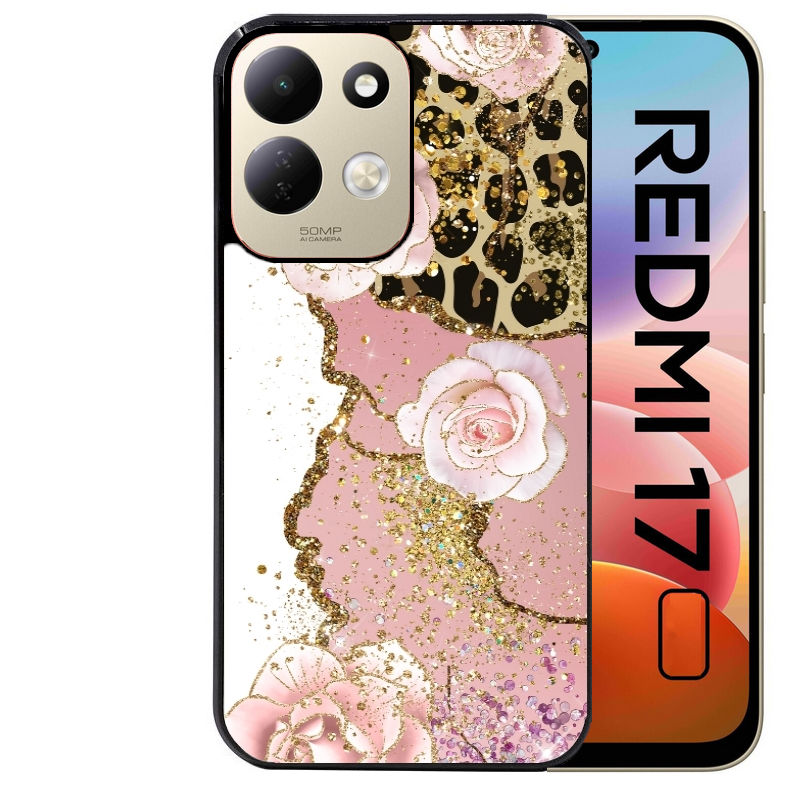 Coque pour Redmi 17 et 17C 4G 5G marbre fleur leopard