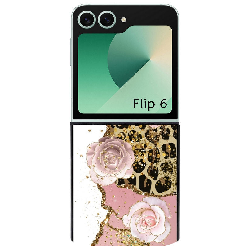 Coque pour Z FLIP 6 7 8 marbre fleur leopard