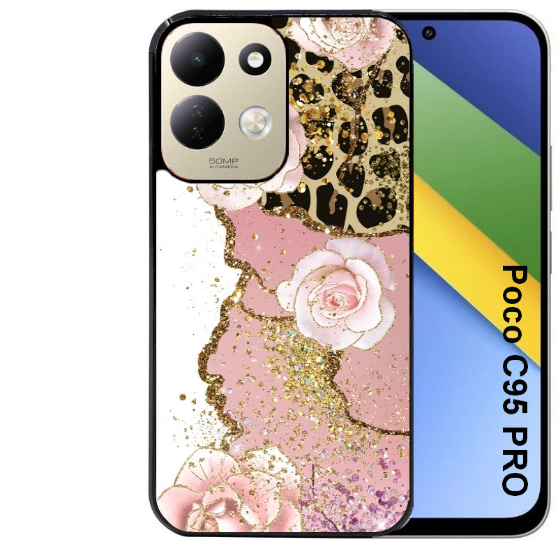 Coque pour POCO C95 PRO marbre fleur leopard