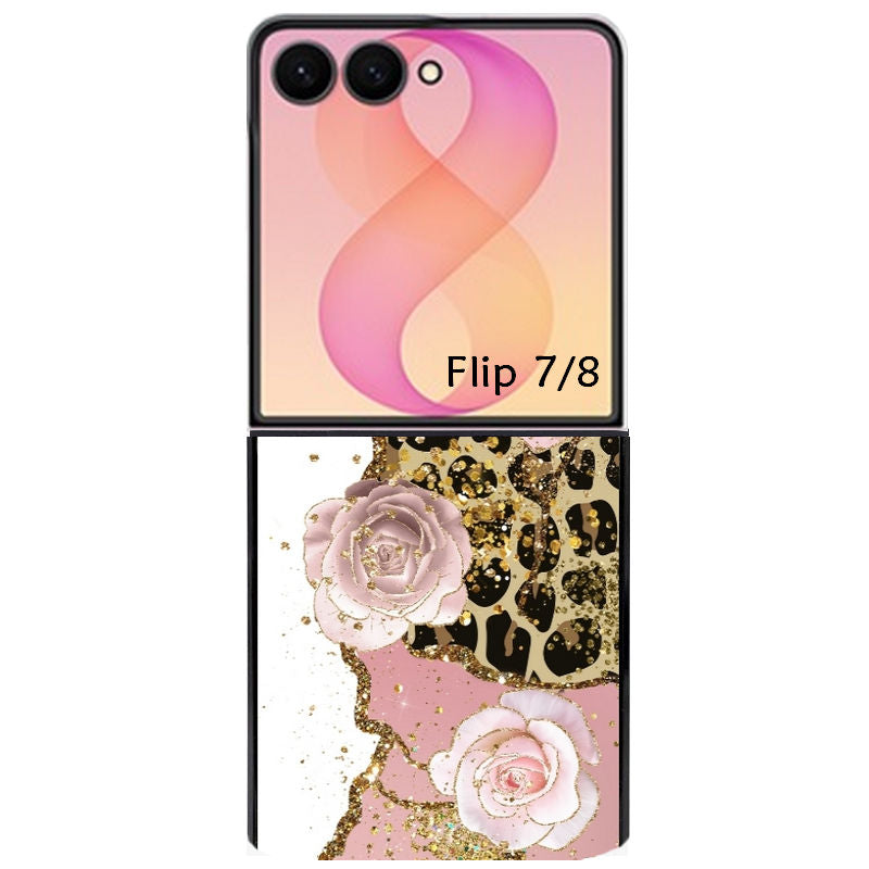 Coque pour Z FLIP 6 7 8 marbre fleur leopard