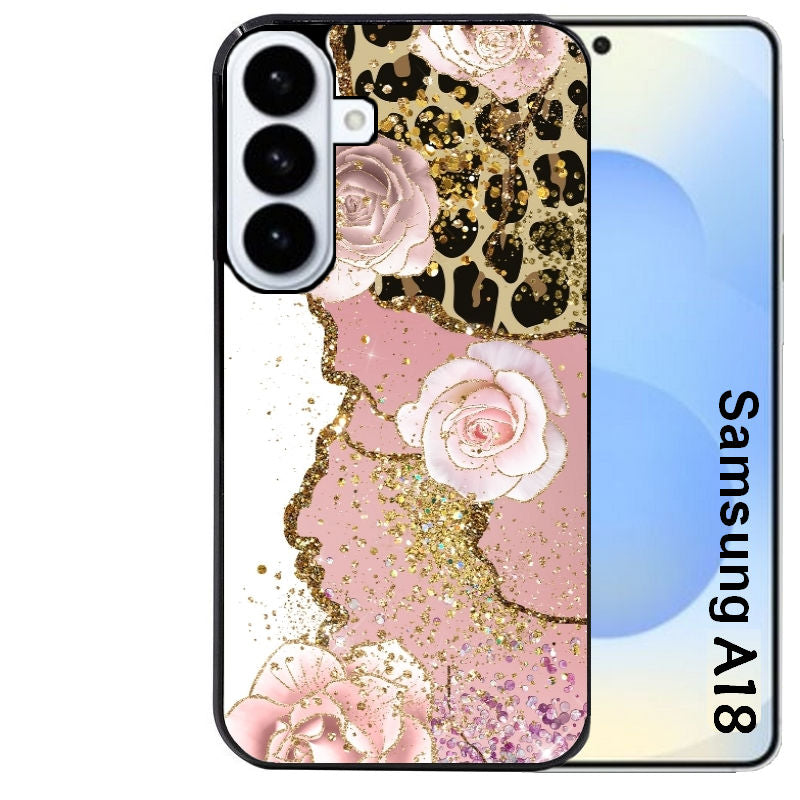 Coque pour Galaxy A08 A18 A28 A38 A58 marbre fleur leopard