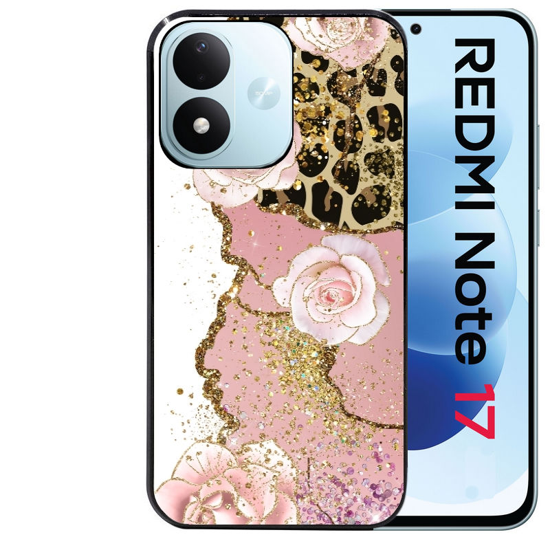 Coque pour Redmi Note 17 et PRO 4G 5G Max marbre fleur leopard