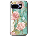 Coque pour Pixel 8A 9A 10A marbre fleur turquoise