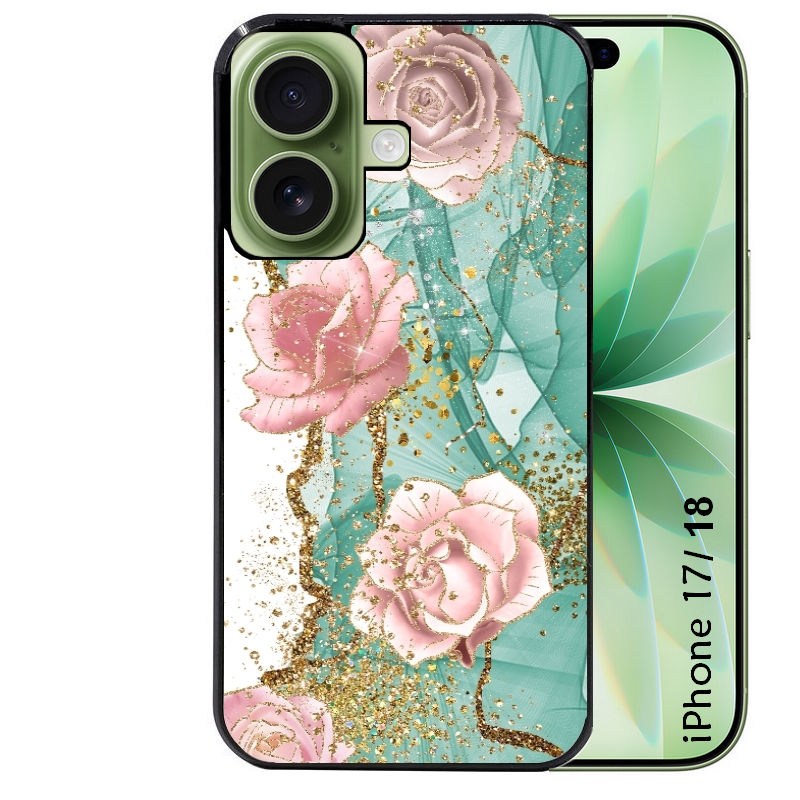 Coque pour Iphone 18 / PRO / PRO MAX / 18E marbre fleur turquoise