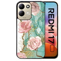Coque pour Redmi 17 et 17C 4G 5G marbre fleur turquoise