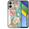 Coque pour POCO C95 PRO marbre fleur turquoise