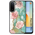 Coque pour POCO C81 PRO marbre fleur turquoise