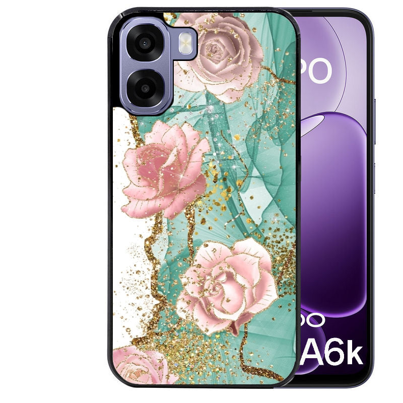 Coque pour Oppo A6 A6 A6K marbre fleur turquoise