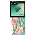 Coque pour Z FLIP 6 7 8 marbre fleur turquoise