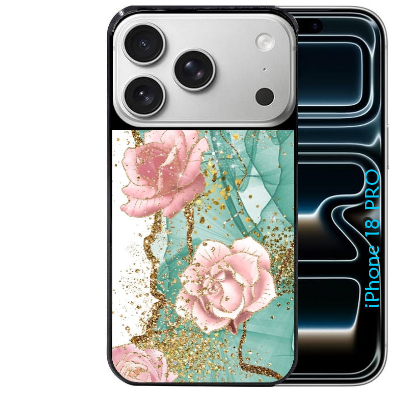 Coque pour Iphone 18 / PRO / PRO MAX / 18E marbre fleur turquoise