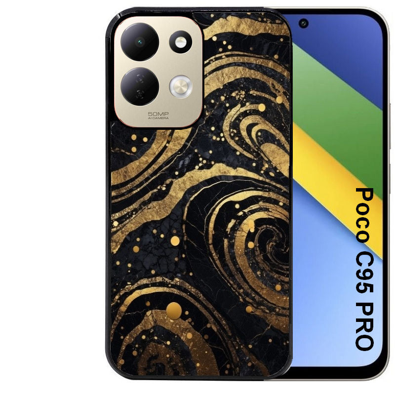Coque pour POCO C95 PRO marbre noir
