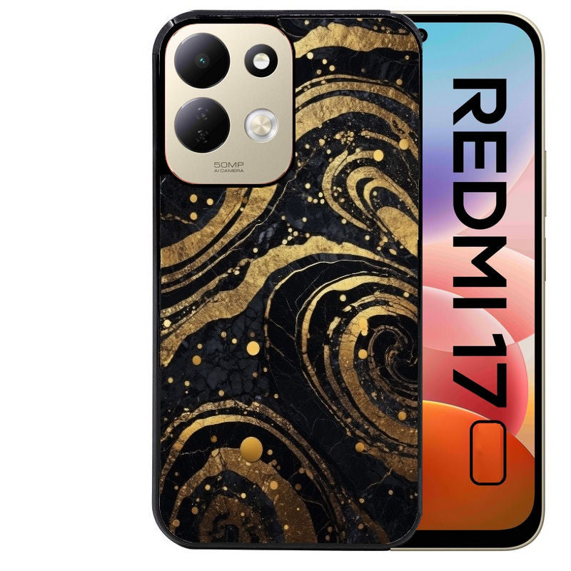 Coque pour Redmi 17 et 17C 4G 5G marbre noir