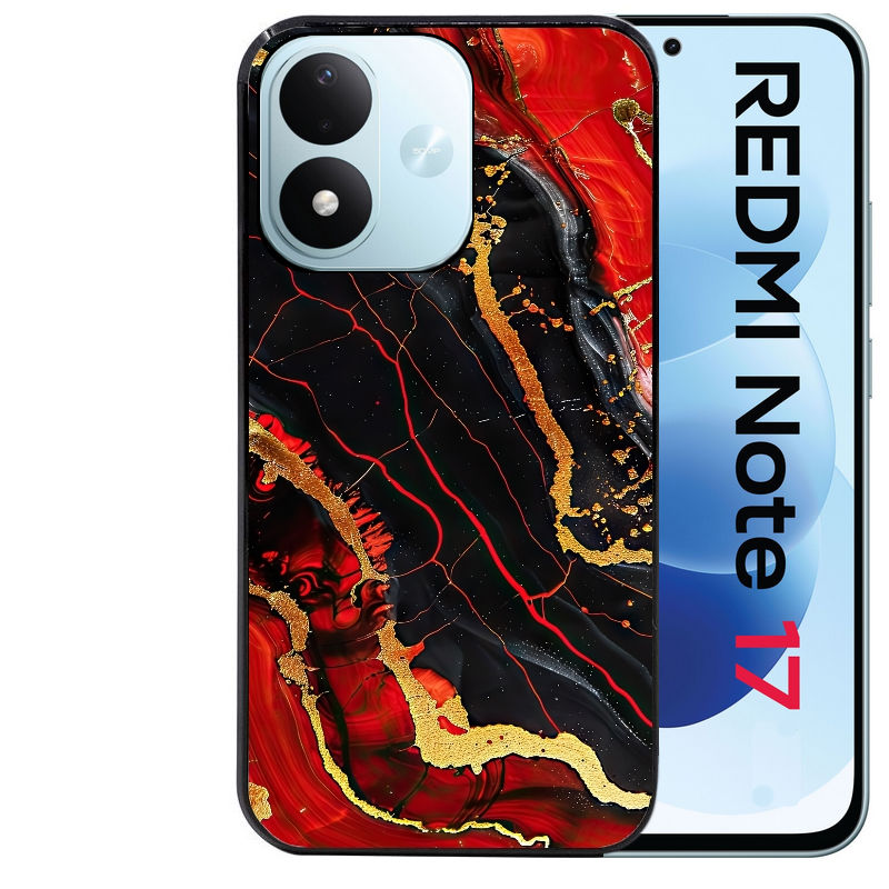 Coque pour Redmi Note 17 et PRO 4G 5G Max marbre rouge