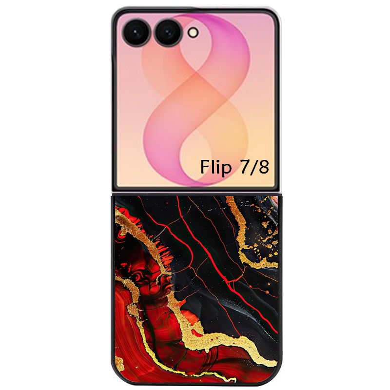 Coque pour Z FLIP 6 7 8 marbre rouge