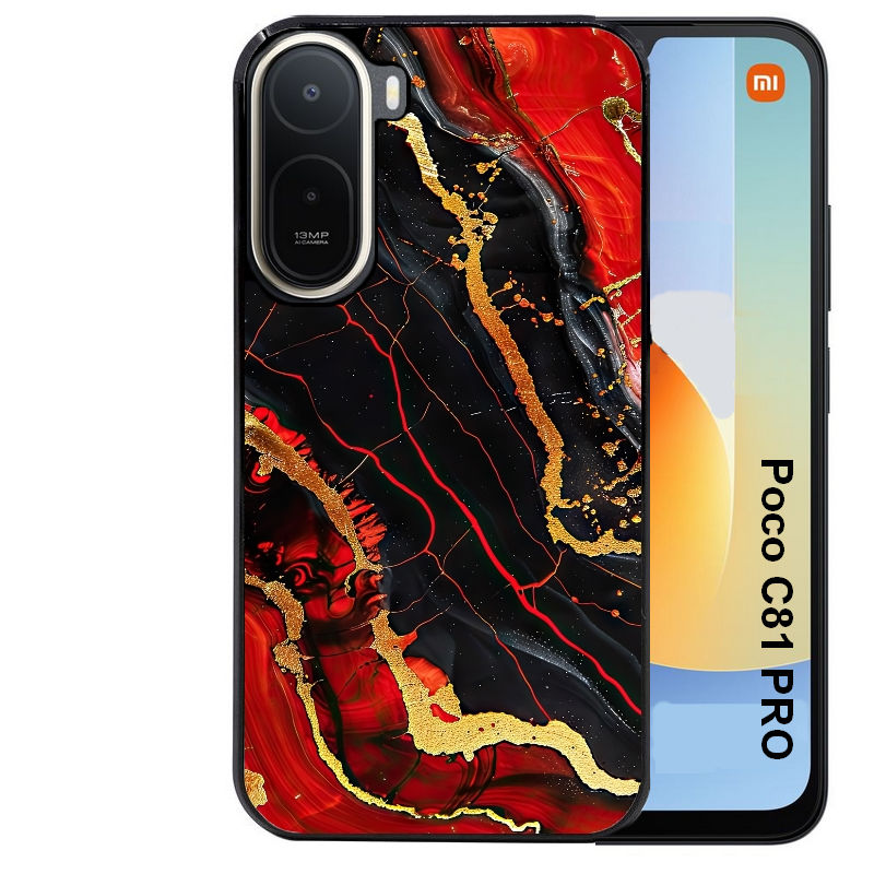 Coque pour POCO C81 PRO marbre rouge