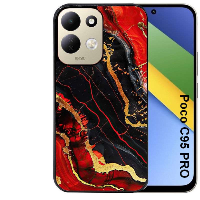 Coque pour POCO C95 PRO marbre rouge