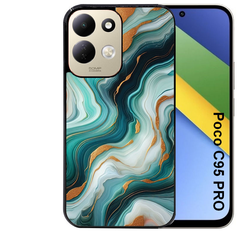Coque pour POCO C95 PRO marbre vert