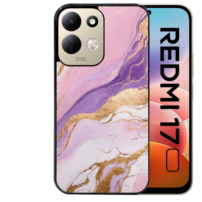 Coque pour Redmi 17 et 17C 4G 5G marbre violet