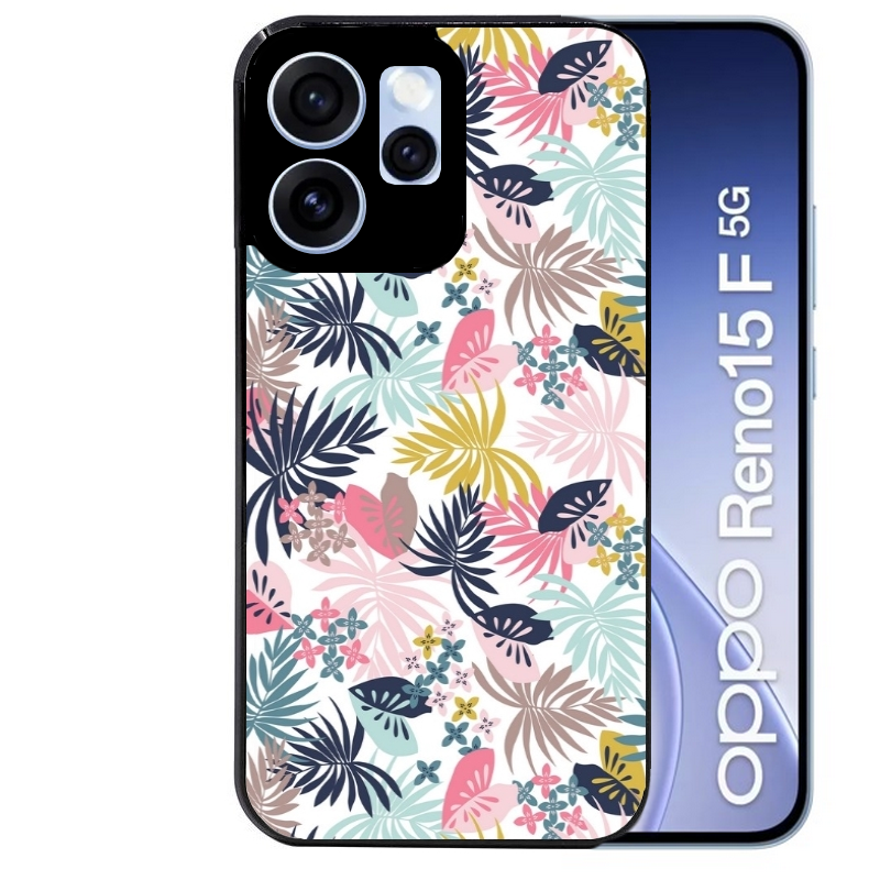 Coque noire taperso pour OPPO Reno 15 et F FS 5G avec motif jungle et fleur rose protection antichoc personnalisée