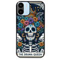 Coque noire taperso pour Redmi A1 et A2 avec motif tete de mort drama queen protection antichoc personnalisée