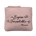 Porte monnaie personnalisé motif copine formidable rose clair en feutrine en feutrine