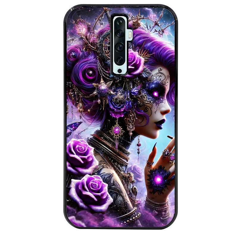 Coque noire taperso pour OPPO Reno 2 et 2Z avec motif fee style steampunk protection antichoc personnalisée