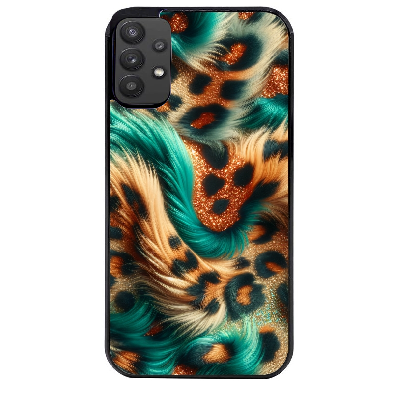 Coque noire taperso pour galaxy A22 A32 A52 A52S 4G 5G  avec motif effet fourrure leopard 3 protection antichoc personnalisée